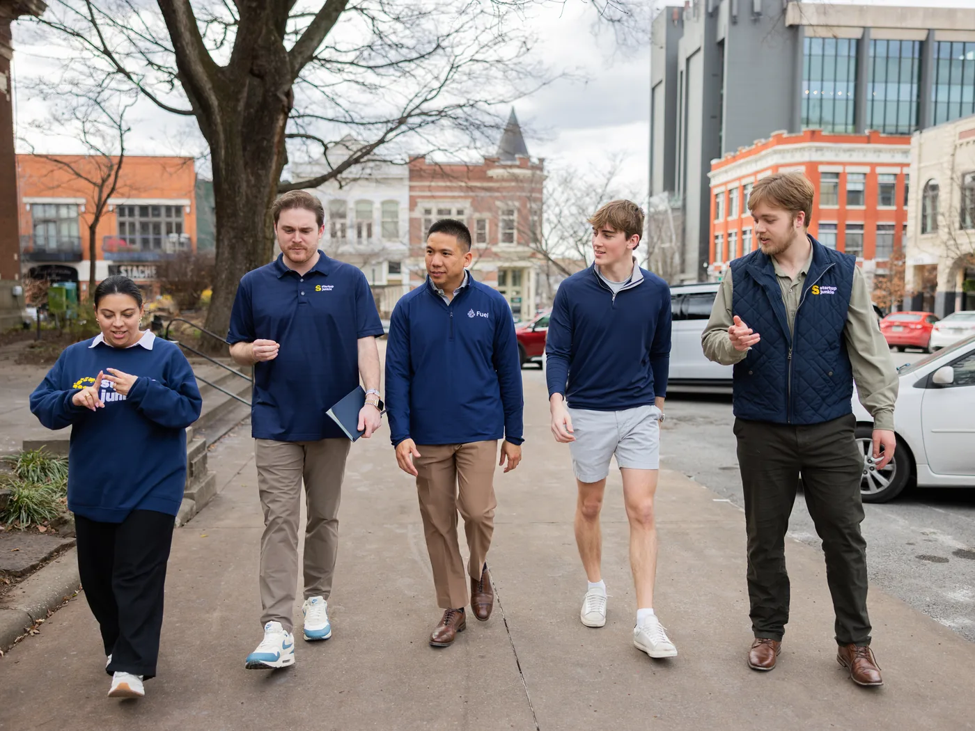 Startup Junkie team walks the Fayetteville square
